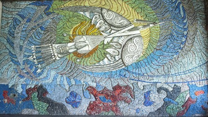 Boryviter, mosaic panel in Mariupol by Alla Horska et al.