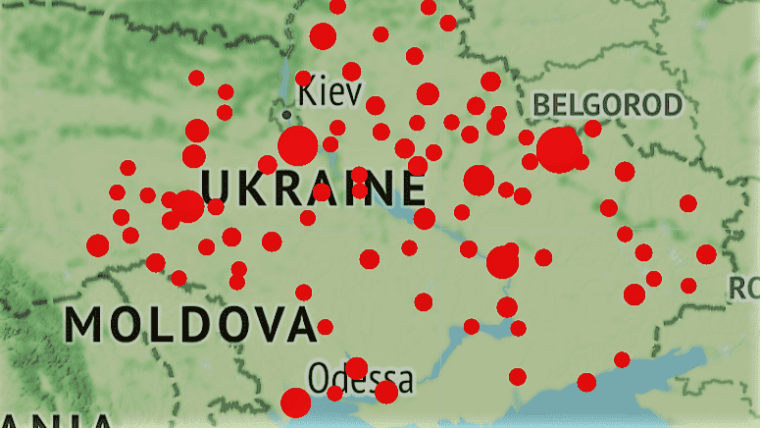 Map of the newspapers published in Ukraine by 1925